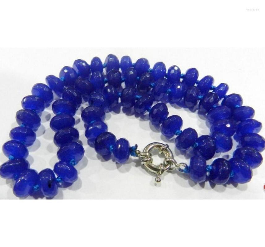 

Chains Fashion Jewelry 5x8mm Faceted Blue Sapphire Gemstone Roundel Beads Necklace 18inch