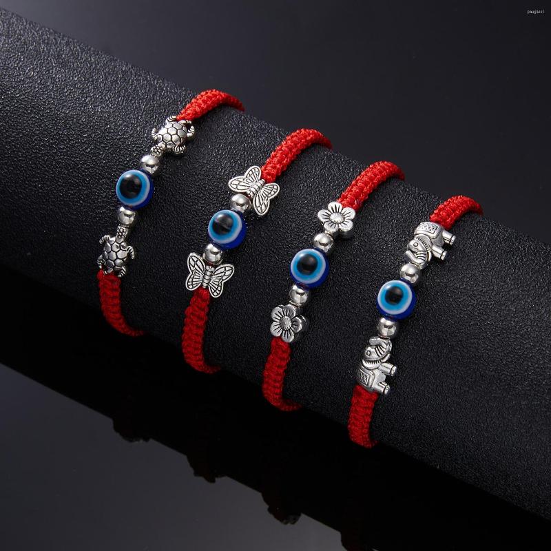 

Charm Bracelets European And American Selling Elephant Blue Eye Bracelet Evil Devil Woven Fashion Trend Adjustable Gift