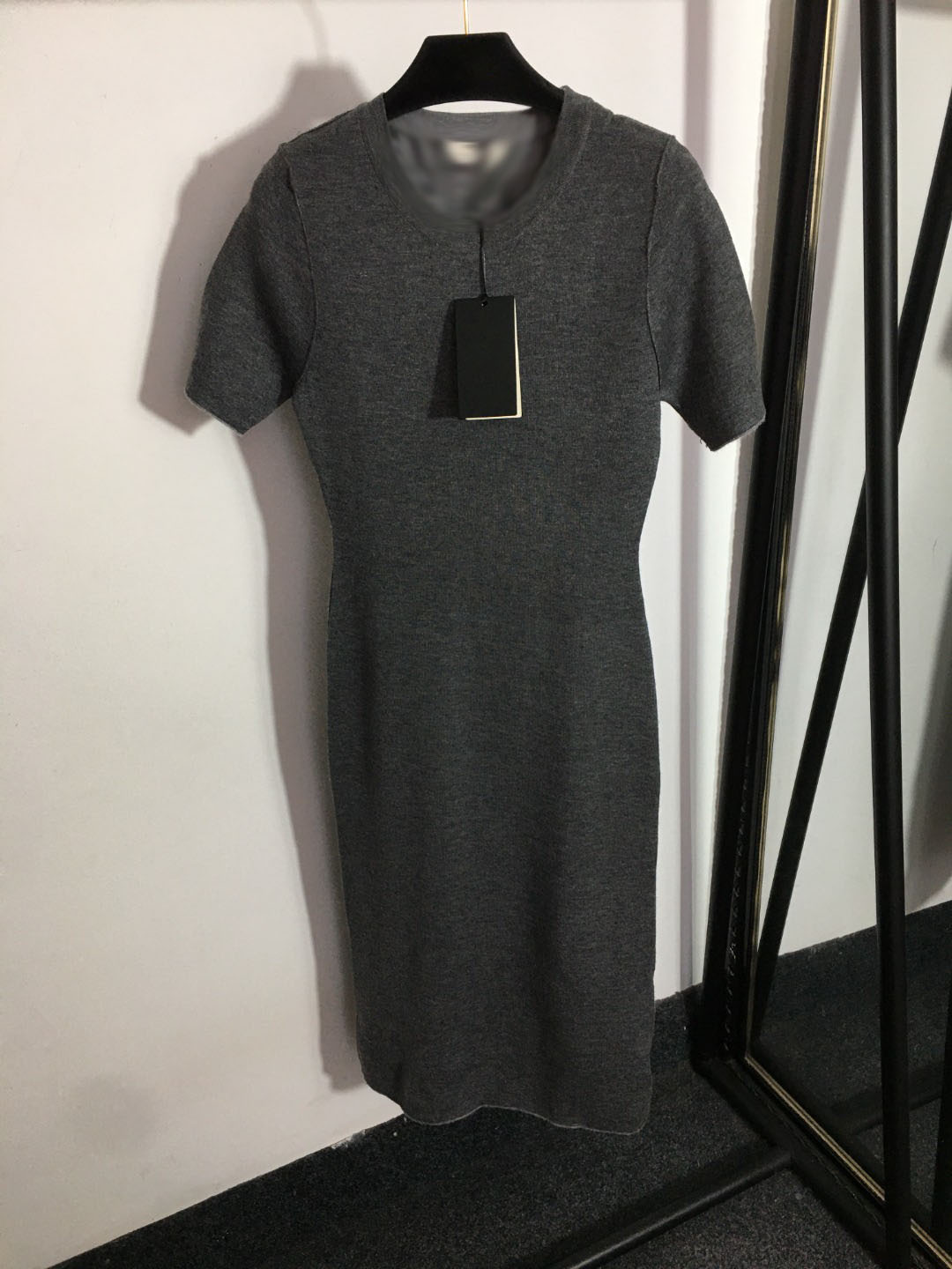 

300 2023 Runway Dress Spring Summer Dress Brand Same Style Empire Short Sleeve Womens Dress Fashion meiyi, Gray