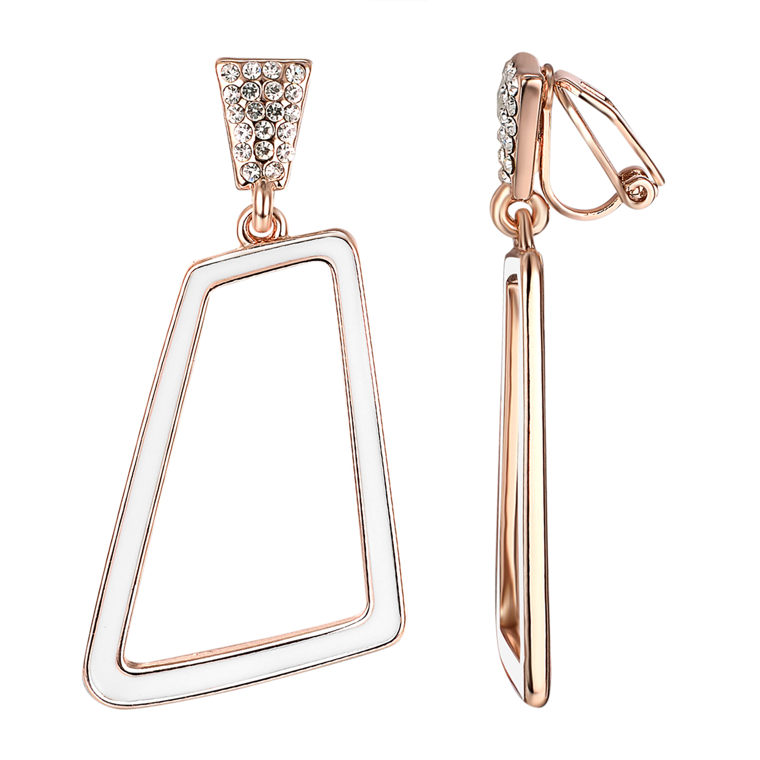 Yoursfs 6 paires/ensemble boucles d'oreilles à clipser pour femme pendantes cristal 18K or rose/blanc plaqué oreilles non percées