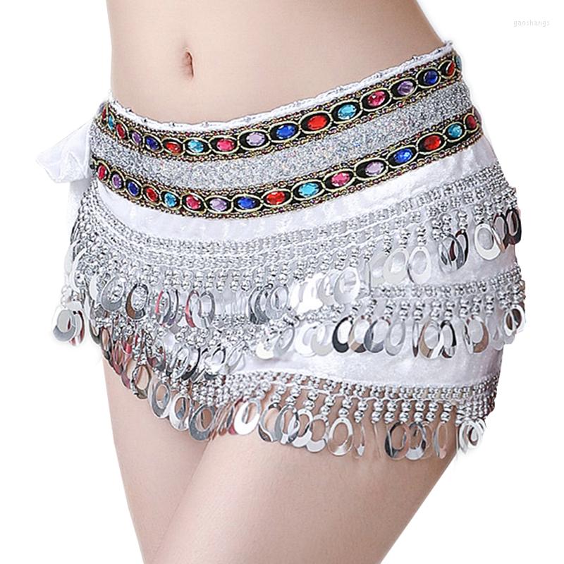 

Stage Wear Women Practice Accessory Rectangle Velvet Hip Scarf Colorful Adjustable Fit Teardrop Paillettes Sequins Belly Dance Belts, Black