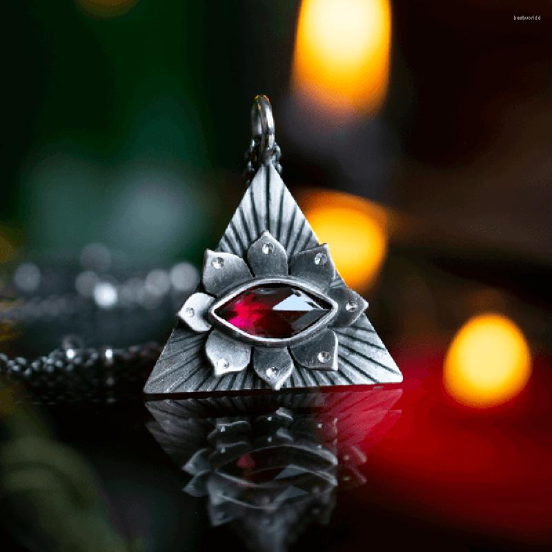 

Pendant Necklaces Lotus Triangle Pendants Chokers Necklace Red Stone Vintage Personalized Accessories Party Gifts Jewelry For Women Charms