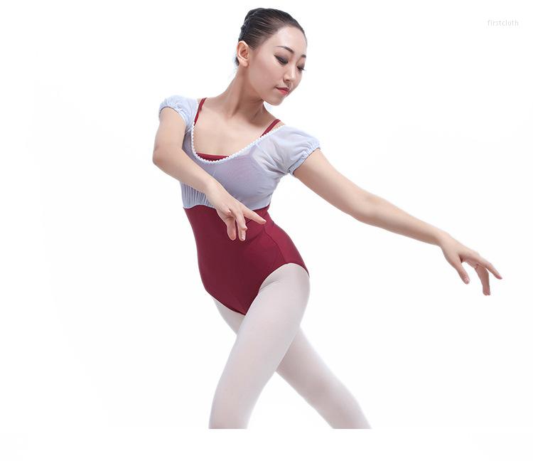 

Stage Wear Ballerina Dance Leotards Ballet For Women Short Sleeveless Fake Two-piece Suit Leotard Gymnastics, Picture shown