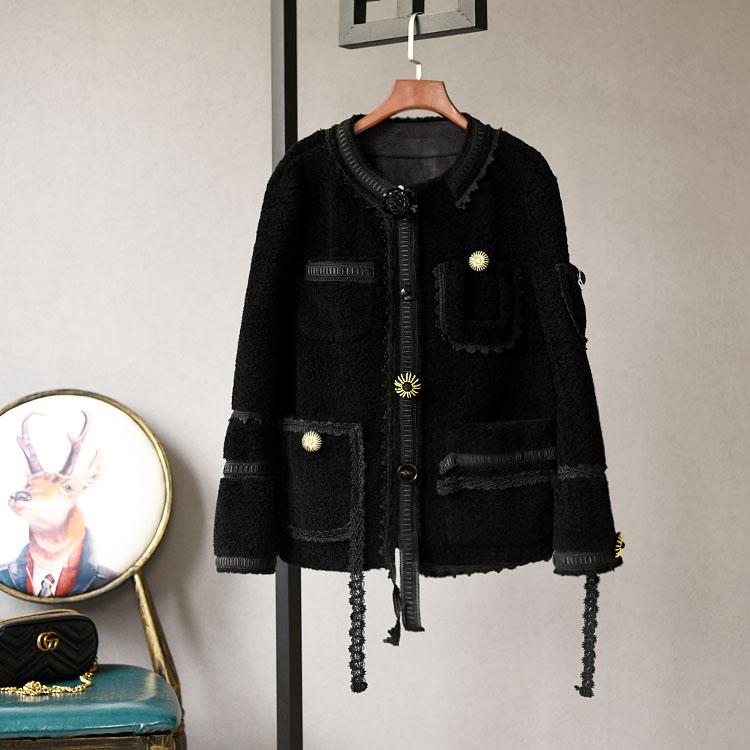 

Women' Fur & Faux Women 2023 Autumn Winter Real Wool Coat Jacket Female Fashion Genuine Lamb Coats Lady Elegant Casual Warm Outwear F23, Black