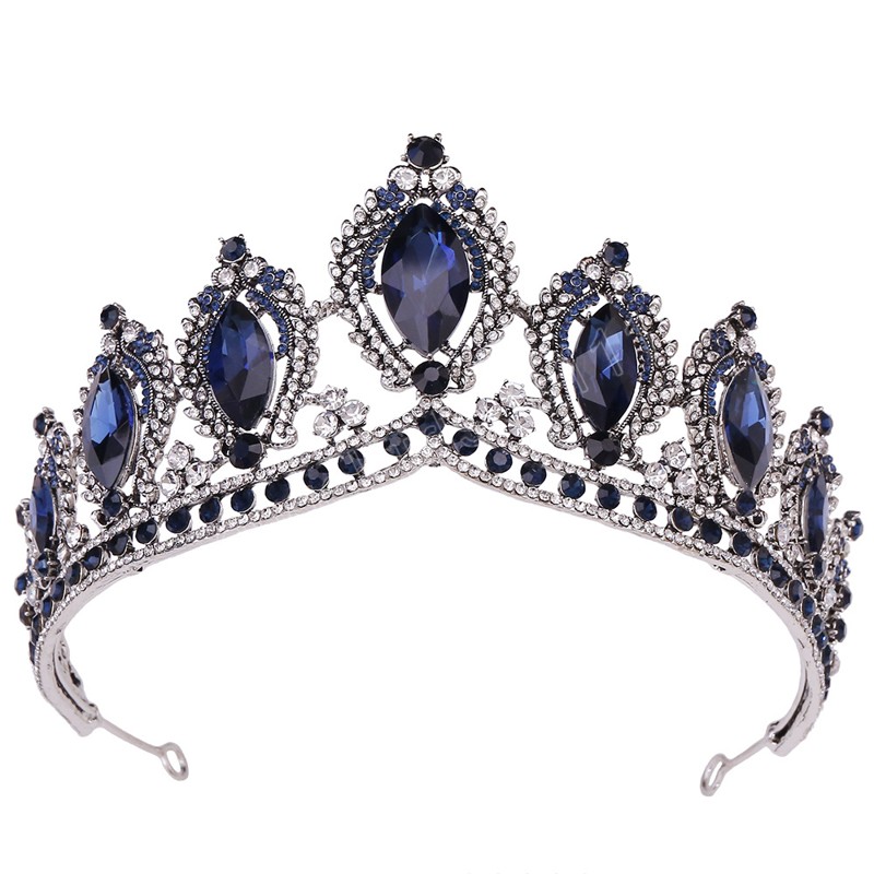 

Crystal Tiara Crown For Women Party Vintage Bridal Princess Blue Rhinestone Crown Hair Dress Accessories