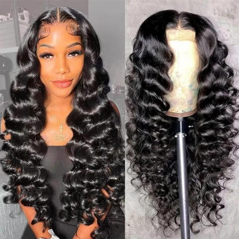 

13x4 Transparent Lace Front Human Hair Wigs Loose Deep Wave Wig Pre Plucked 4x4 Closure Remy T Part Frontal For Women, T part lace wig