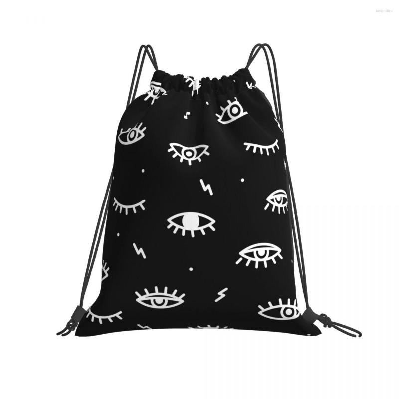 

Shopping Bags Sport Gym Bag Eyes Black And White Print Drawstring Fitness Travel Outdoor Backpack Yoga