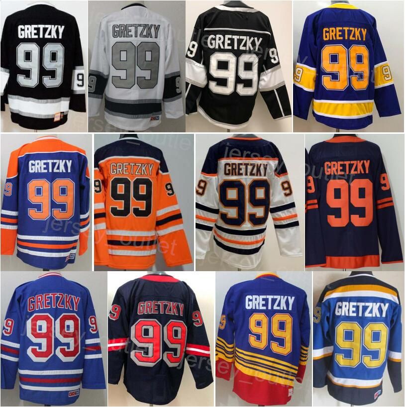 

Men CCM Hockey 99 Wayne Gretzky Retro Jersey Vintage Classic 75th Anniversary All Stitched Black White Orange Navy Blue Purple Team Color Fo