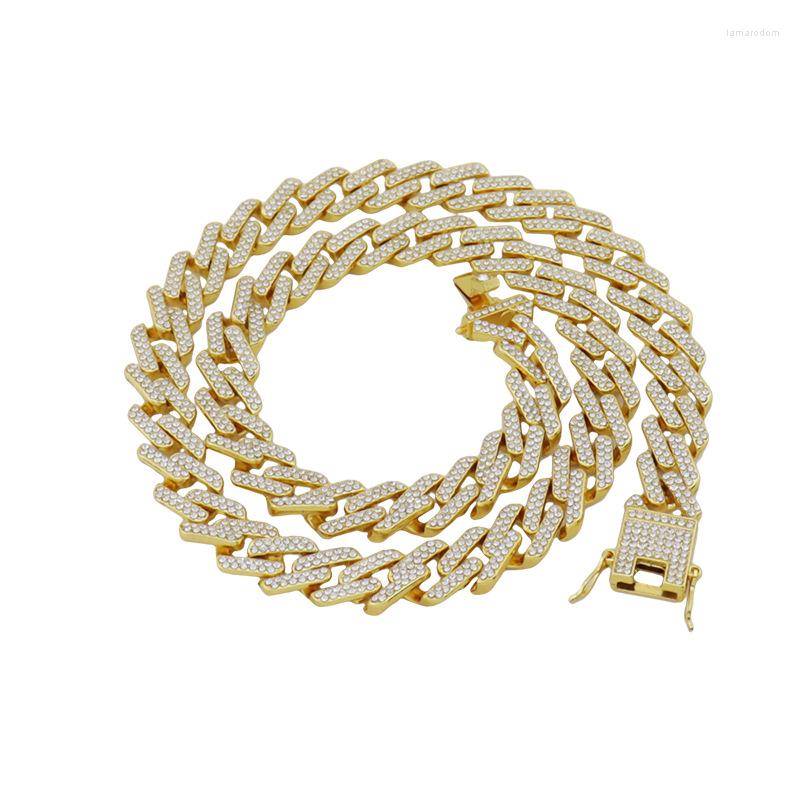 

Chains 13mm Hip Hop Miami Cuban Chain 24 20 30 Inch Link Gold Silver Color Necklaces Full Iced Out Rhinestone Women Jewelry Men