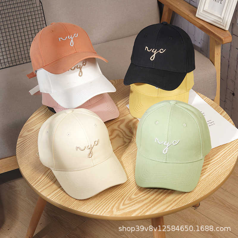 

Summer Hats Caps Men's Women's Hat Women's new sun protection summer candy color baseball cap letter cat embroidery cap couple sun protection men's hat, Yellow