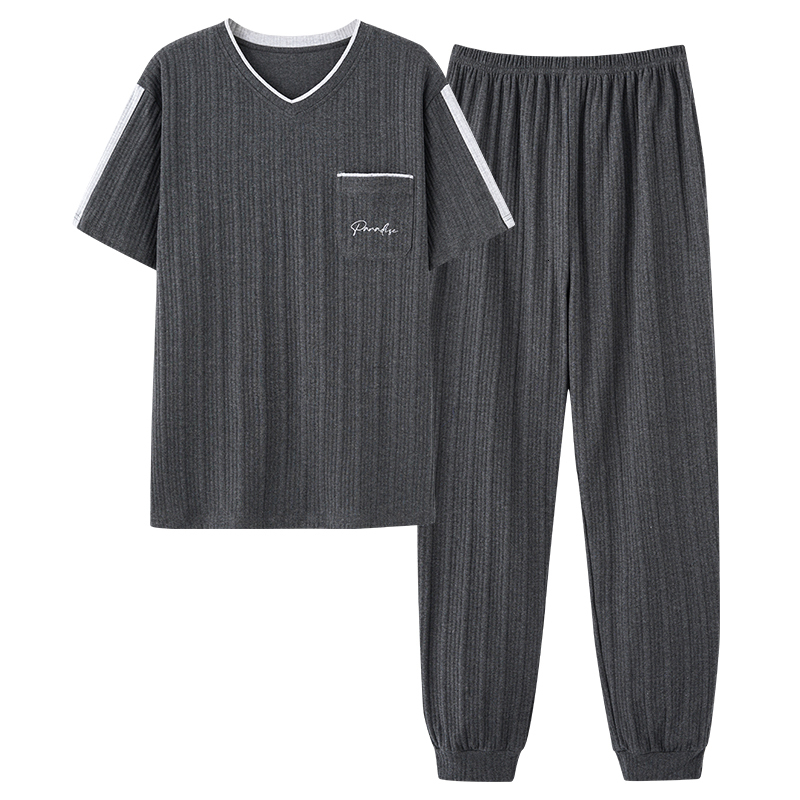 

Men's Sleepwear Men V-Neck Pajamas Sets Summer Short Sleeve Modal Casual Tracksuit Sleepshirt Pants 2pc Pyjamas Male Big Yards Pijamas Hombre 230317, H7723