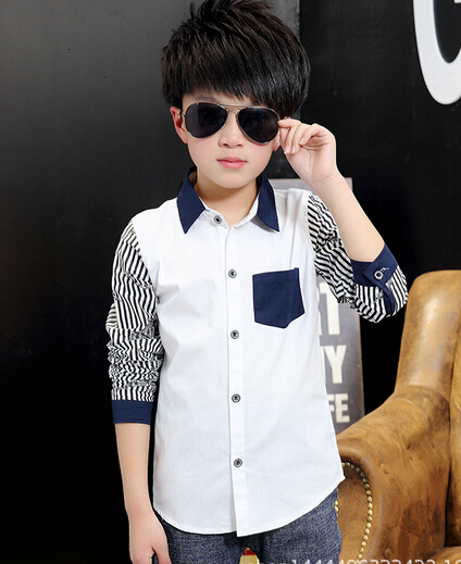 

Kids Shirts Autumn Children's Clothing Boys Shirts Casual Splice Long Sleeves Cotton Baby Boy Shirts For Big Boys Kids Print Shirt Tops 230317, White