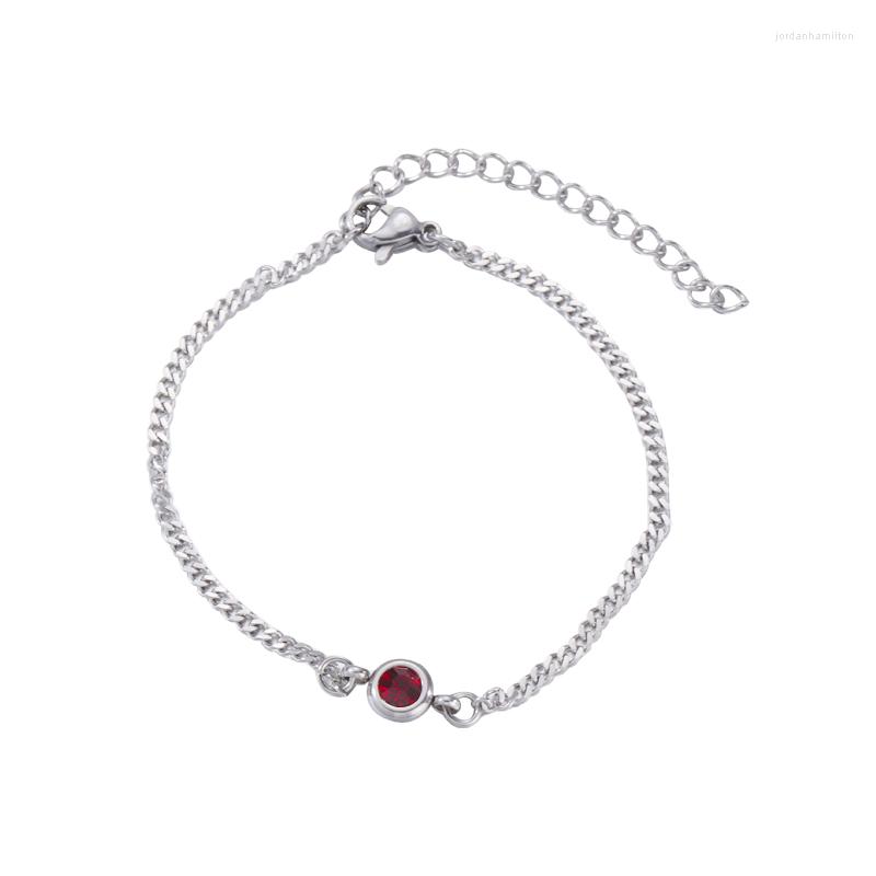 

Charm Bracelets 12Pcs/Lot 17 5cm Cryctal Birthstone Mirror Polish Stainless Steel For Women's Girls Fashion Jewelry