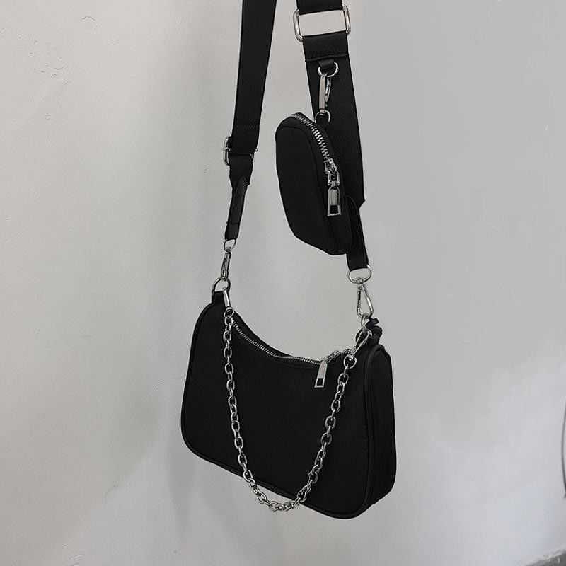 

designer bags prads Crossbody women's ins super fire same three-in-one chain underarm versatile mobile phone trend, Sky blue