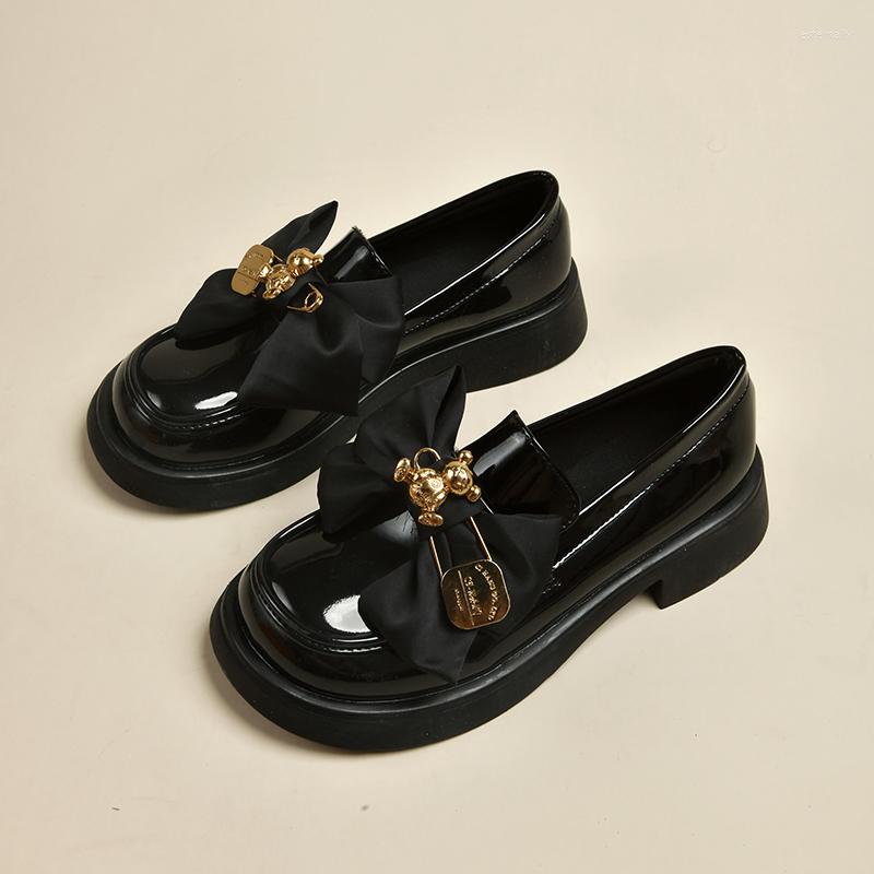 

Dress Shoes Leather Small Women's 2023 Summer And Autumn Shallow Mouth Low-heeled Japanese Mary Jane Loafers, Black