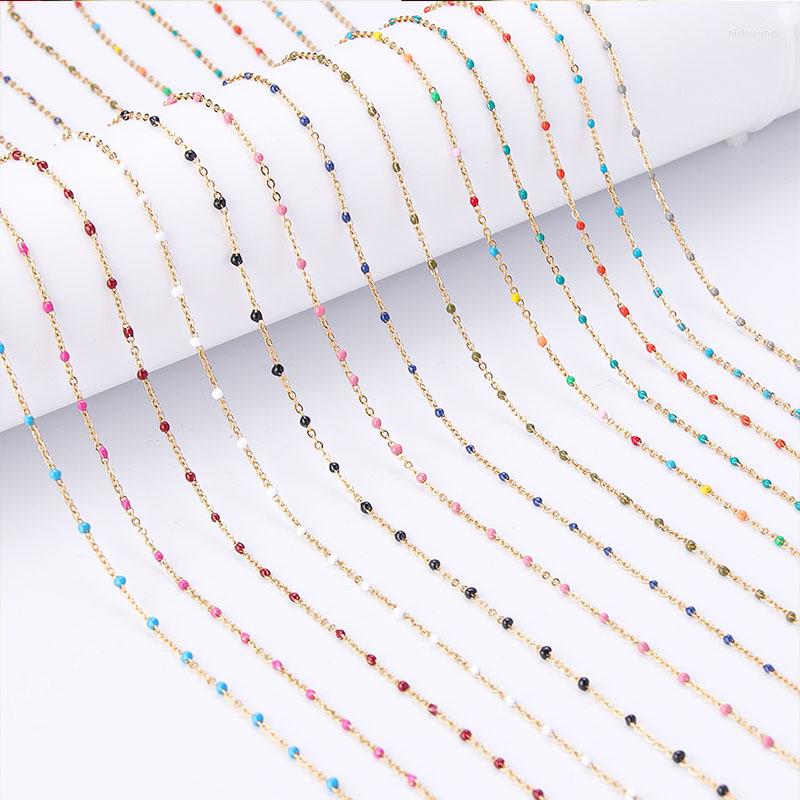 

Chains SAUVOO Stainless Steel Multicolor Beaded Chain Necklaces Jewelry Link Enamel Women Choker Wholesale Gifts For Ladies