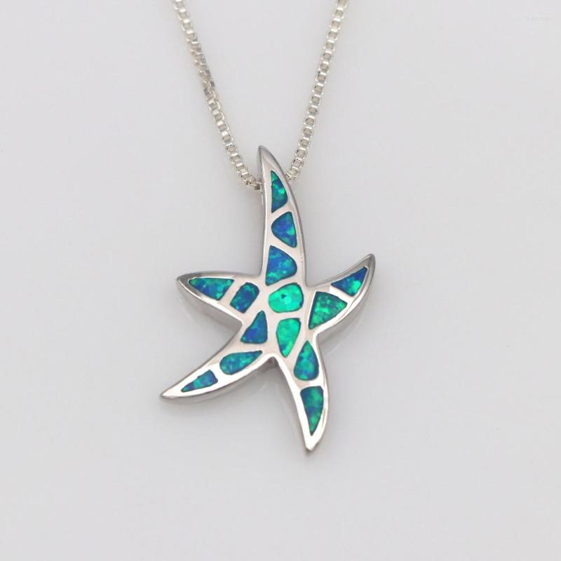 

Dangle Earrings JLP1277 Blue Opal Starfish Pendant Necklace Couple Jewelry Gift