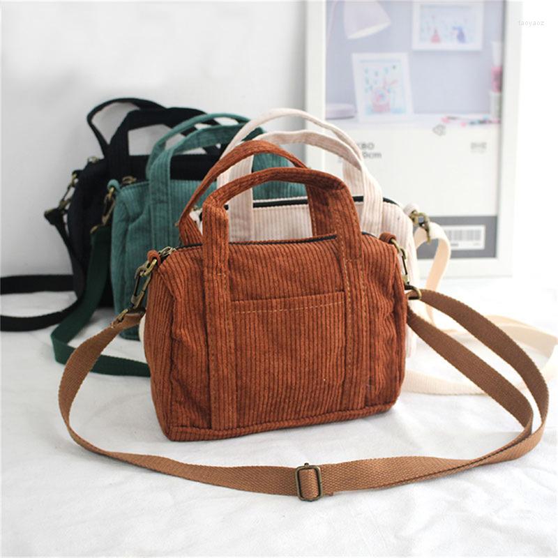 

Evening Bags Women's Mini Corduroy Shoulder Bag Female Canvas Handbag Zipper Totes Ladies Casual Purse Cloth Pouch For Girl, Caramel color