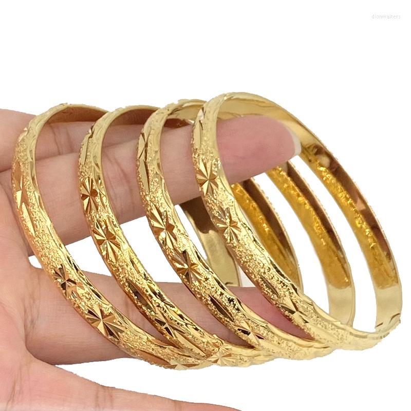 

Bangle 4pcs Fashion Africa Dubai Bangles 24k Color Ethiopian Trendy Gold Bracelet For Women Arab Wedding Bridal Jewelry Gift