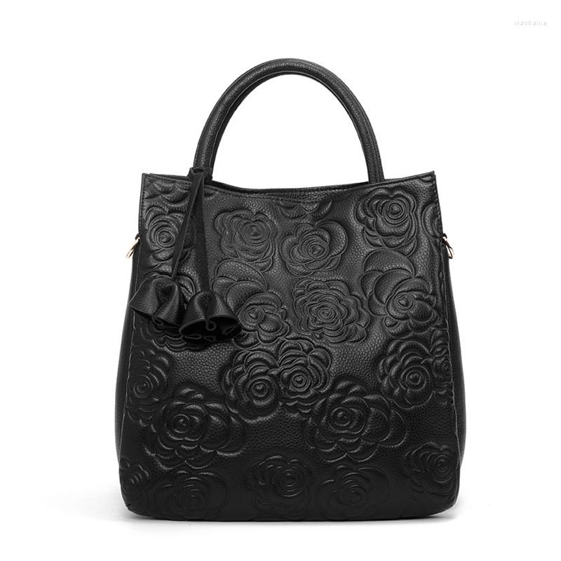 

Evening Bags 2023 Women Leather Shoulder Bag Fashion Cowhide Handbag Luxury Designer Women's Embossed, Black