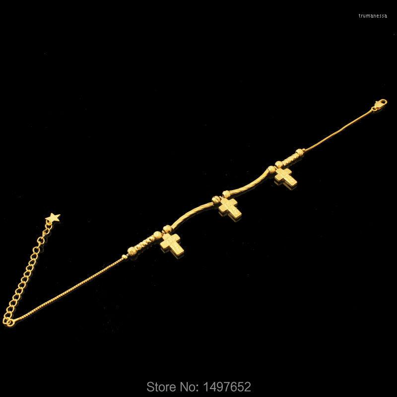 

Link Bracelets Trendy Cross For Women Fashion Jewelry Gold Filled Plated Charm Bracelet