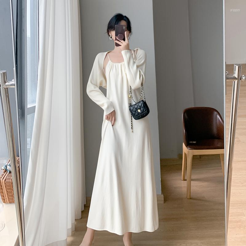 

Casual Dresses 2023 Slouchy Strap French Retro Loose Dress, Beige