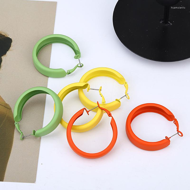 

Hoop Earrings Ins Simple Exaggerated Spray Paint Big Ring For Woman Personality Fashion Han Version