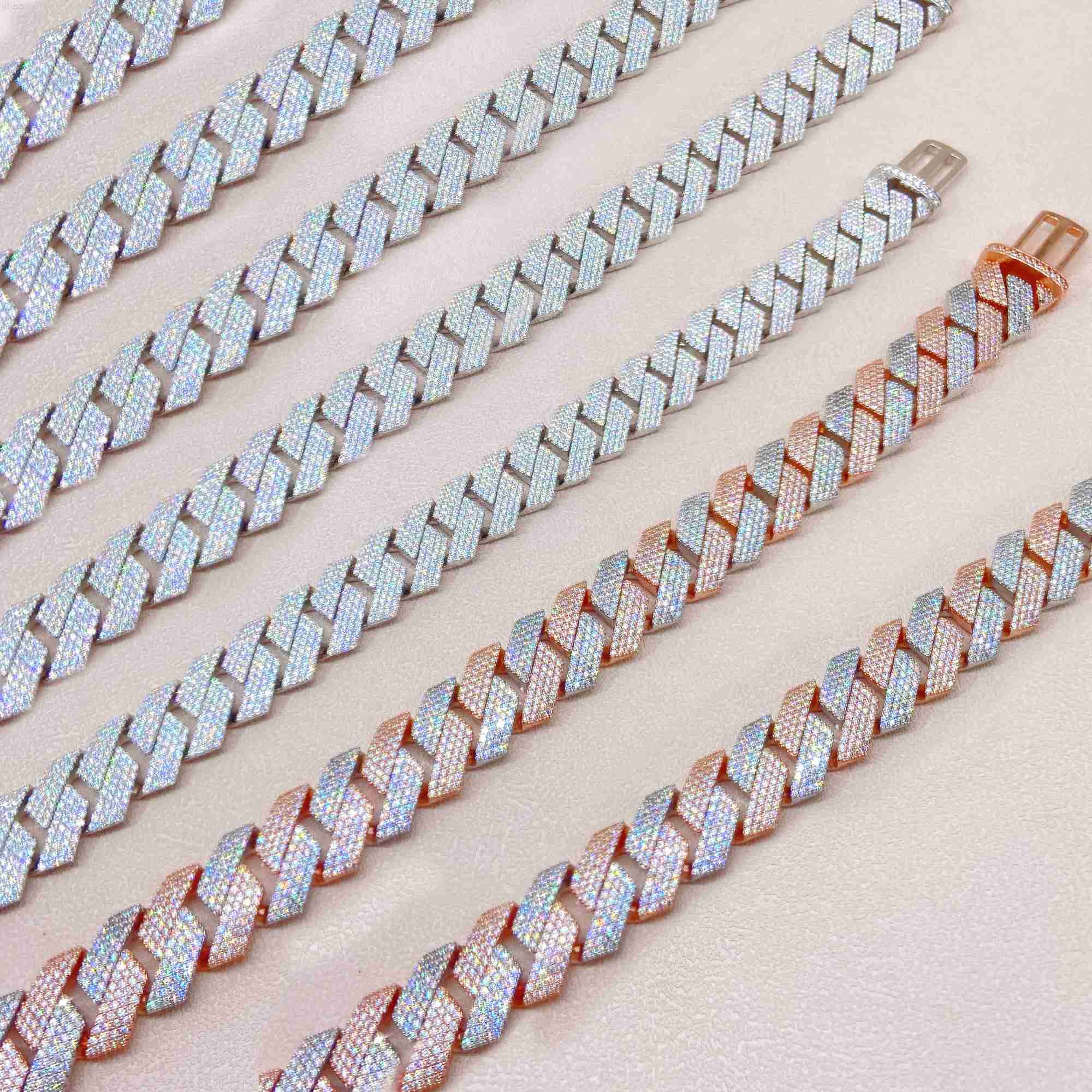 

2023 Hip Hop Jewelry 18mm 20mm 4 Rows Diamond Trendy Silver 925 Necklace Zircon Cuban Chain Zircon Necklace
