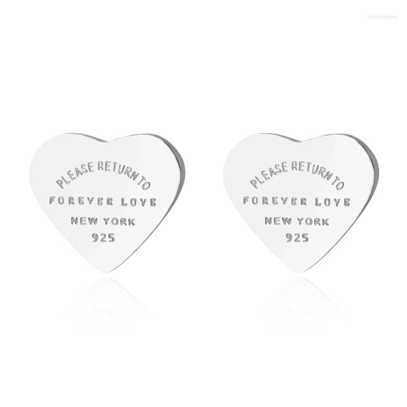 

Stud Earrings Heart Love For Women Rose Gold-Color With English Letters Fine Jewelry Gift