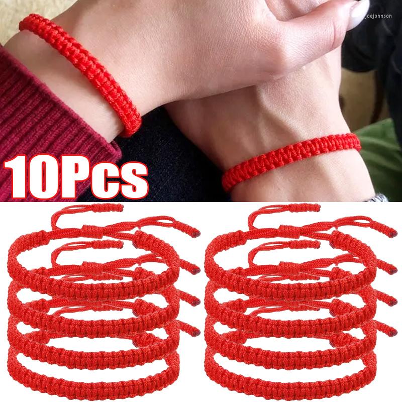 

Charm Bracelets 10pcs/set Handmade Red String Bracelet For Lover Lucky Amulet And Friendship Adjustable Braid Rope Couple Jewelry Gift