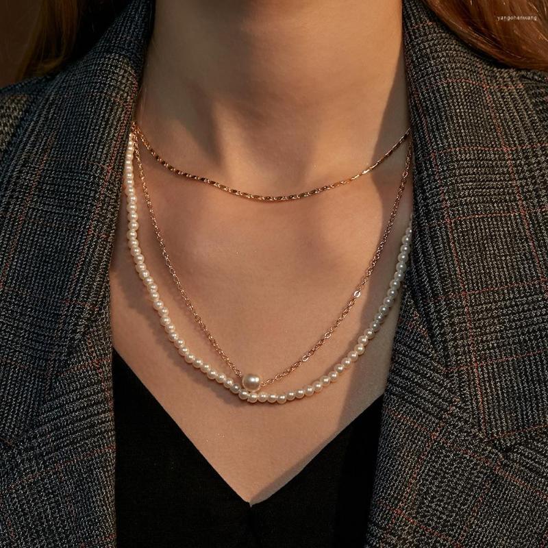 

Choker 2023 Multilayer Chain Gold Necklace Women Korean Style Pearl Pendant Fashion Jewelry Collar Gifts
