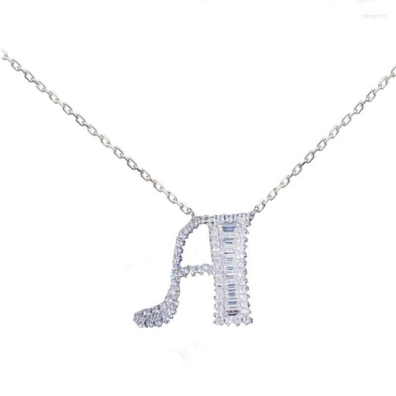 

Pendant Necklaces Women A-Z Alphabet Letter Necklace Rhodium Plated Clear Cubic Zirconia CZ Jewelry Cable Chain 40 5cm LYP0001