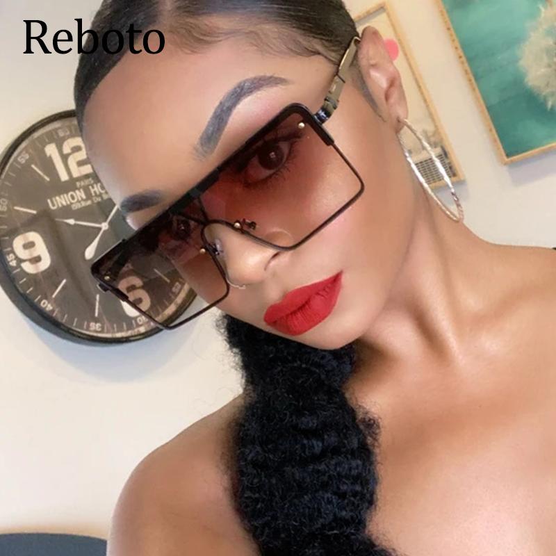 

Sunglasses Oversized Square Women Gradient Glasses Female Vintage Rimless Shades