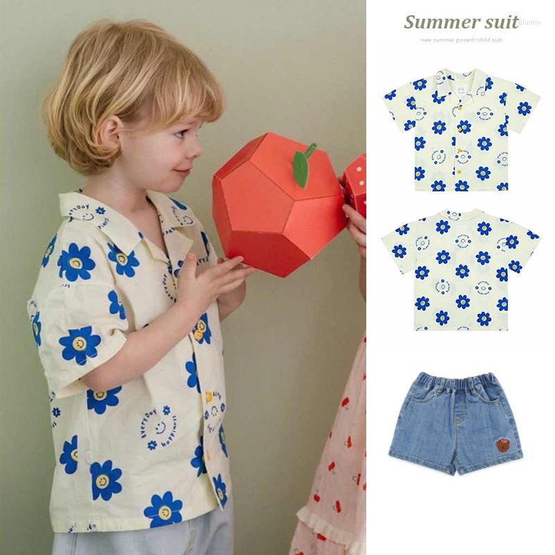 

Clothing Sets Cotton Flowers White Tops Childrens Short Boys Shirt Summer Sleeves Cute Bear Denim Kids Clothes Toddler, Denim shorts