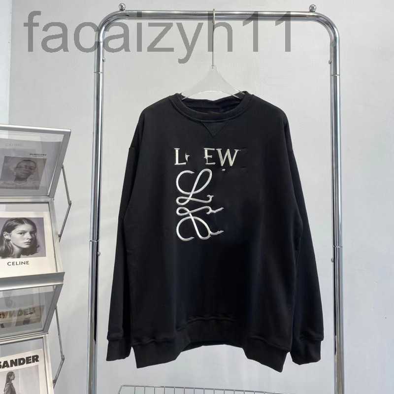 

Women' Hoodies & Sweatshirts Designer Korean version of round neck long sleeve pullover sweater for women small lovers with bottom embroidery men P9E5, Black