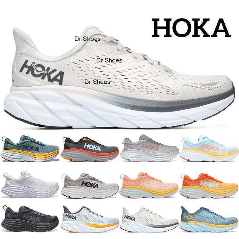 

2023 Outdoor running shoes men womens hoka bondi 8 Clifton Triple White black Harbor Mist Summer Song Blue Lunar Rock runner mens sports