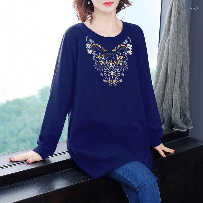 

Women's Blouses 2023 Spring Autumn Women Fashion Cotton Blouse Female Loose Embroidery Shirts Lady Simple Style Tops Clothes Q78, Blue