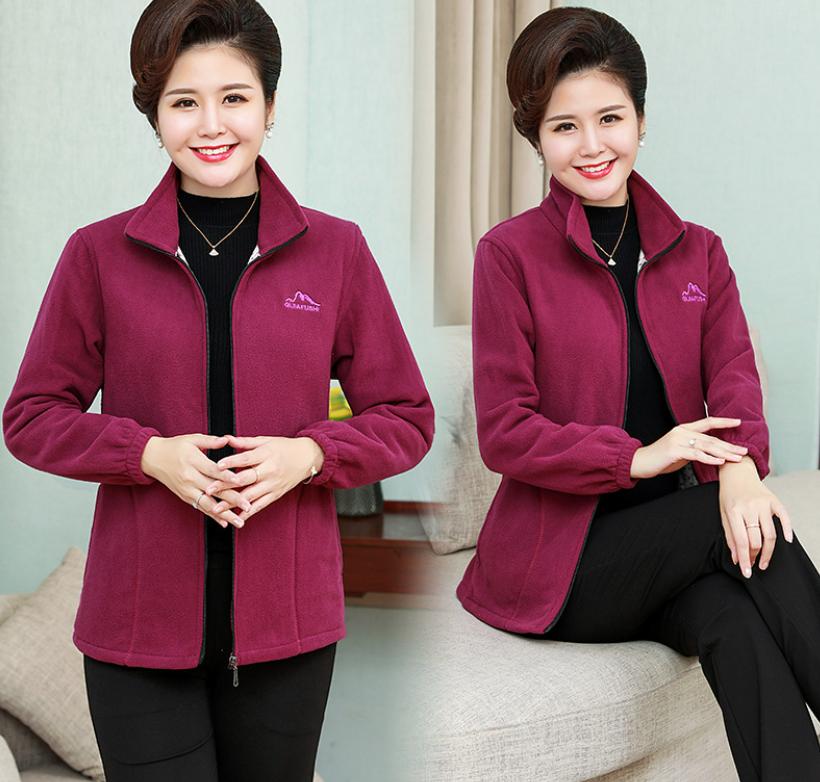 

Women's Hoodies & Sweatshirts Fashion Women Fleece Plus Size Spring Autumn Casual Stand Collar Zip-up Slim Thick Ladies Jacket Elegant 5XL