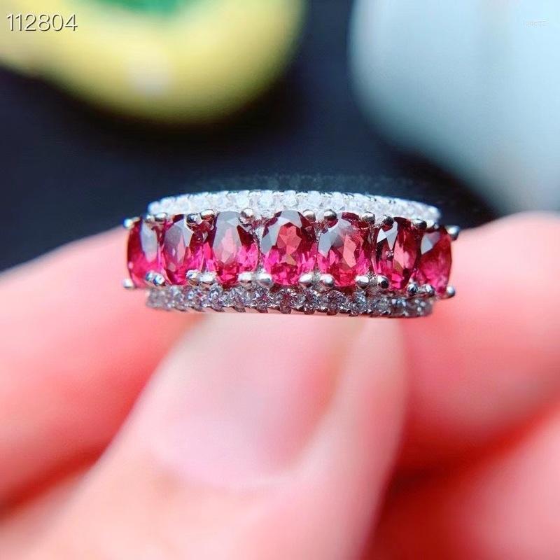 

Cluster Rings Luxurious Pink Topaz Ring For Party 3 4mm Natural Silver 925 Sapphire Jewelry