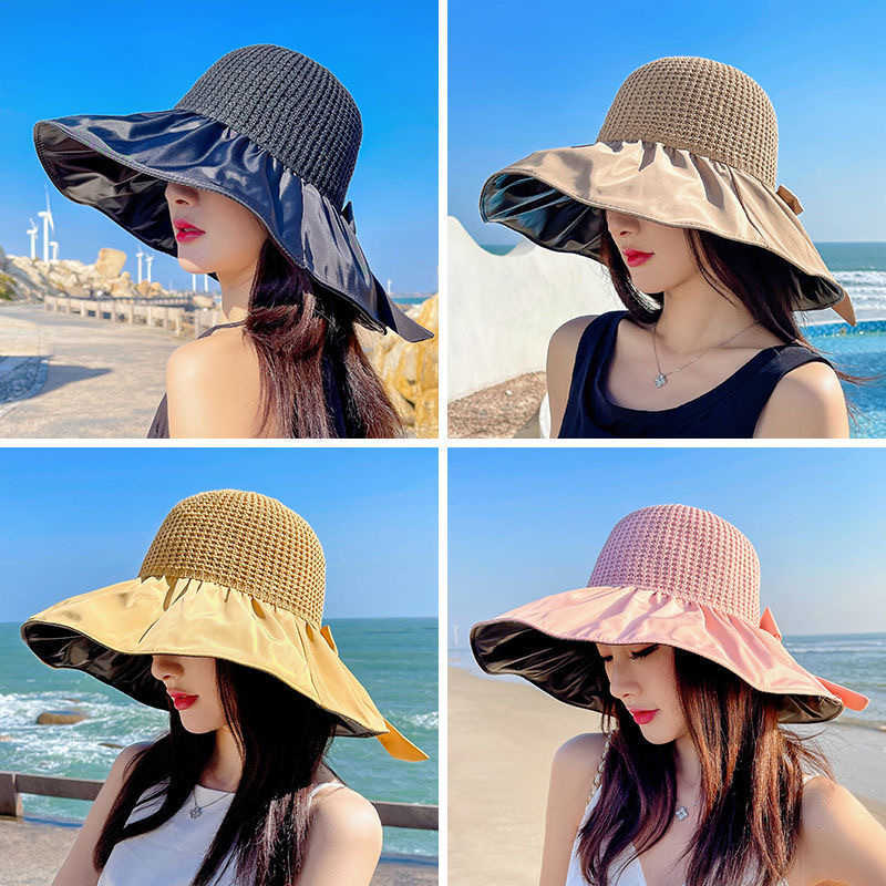 

Versatile Black Sun Hat for Men and Women - Large Brim, UV Resistant with Hollow Out Design - Perfect for Summer Sun Protection, 005