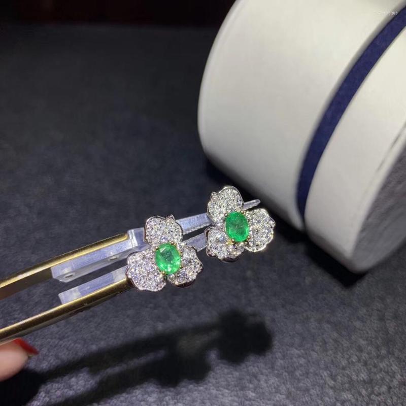 

Stud Earrings 925 Silver Emerald For Wedding Natural Jewelry