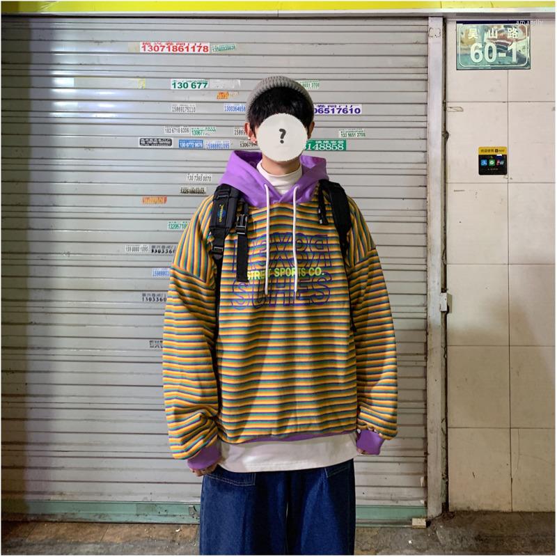 

Men's Hoodies 2023 Autumn And Winter Youth Fashion Plus Velvet Thick Stripe Hooded Sweatshirt Casual Loose Pullover -XL, Gray