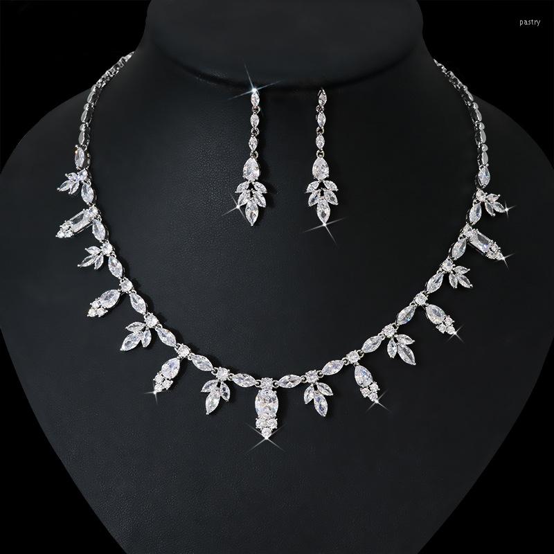 

Necklace Earrings Set 2023 Crystal Zirconia Jewelry Charm Multicolor Bridal Wedding Accessories Joyas Collar, Picture shown