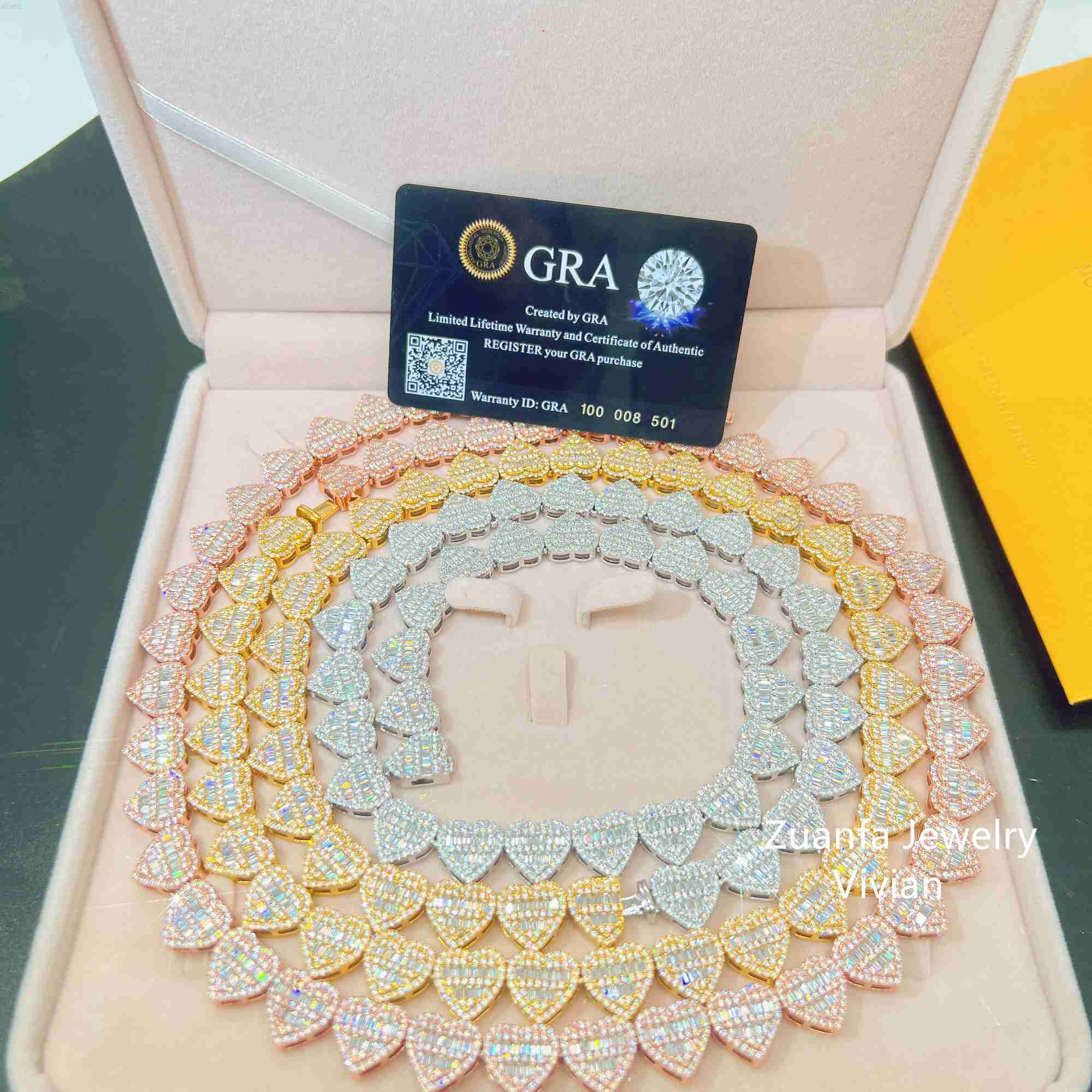 

Hip Hop Fine Jewelry Iced Out Moissanite Diamond Chain Gold Plated Sterling Silver Chain Women Cuban Link Chain