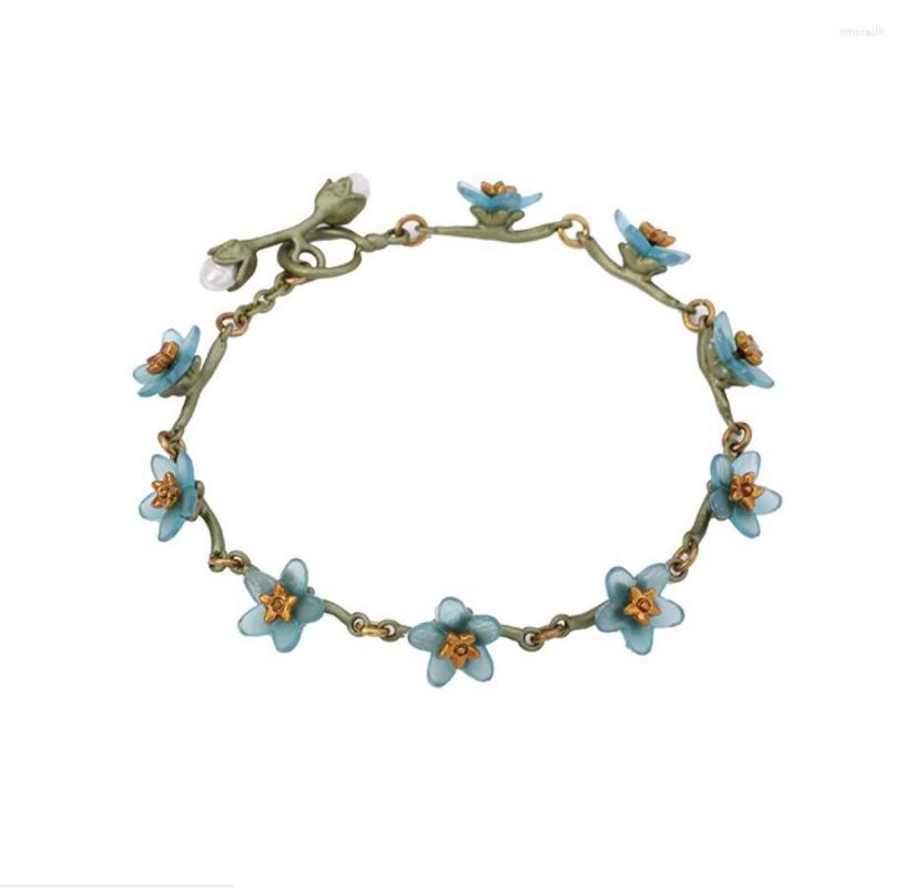 

Charm Bracelets CSxjd High-grade Jewelry Copper Metal Natural Pearl Forget-me-not Flower Bracelet