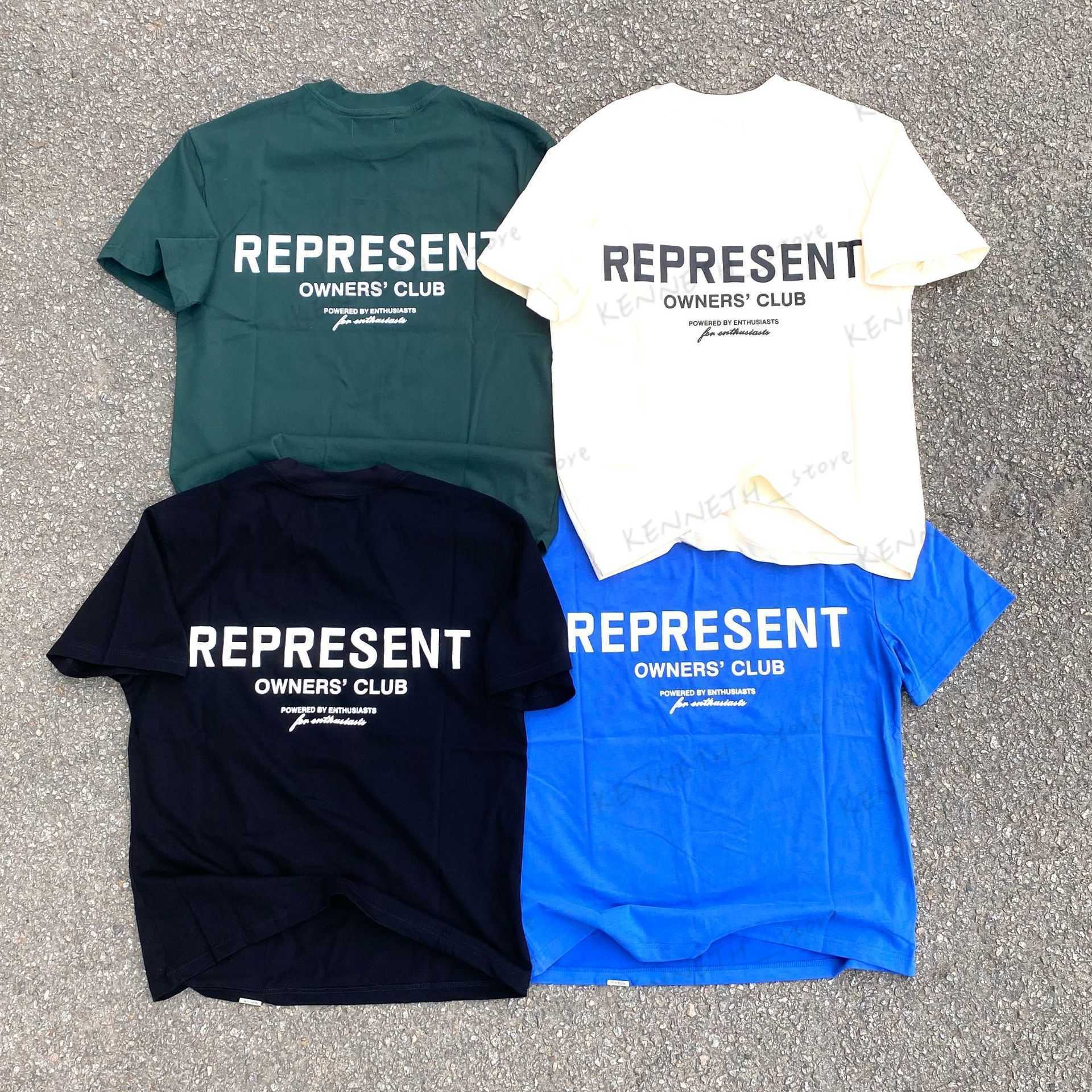 

Men' T-Shirts REP slogan printed short-sleeved 22FW hip-hop high-street short-sleeved T-shirt for men and women printed loose cotton tees T230317, Green