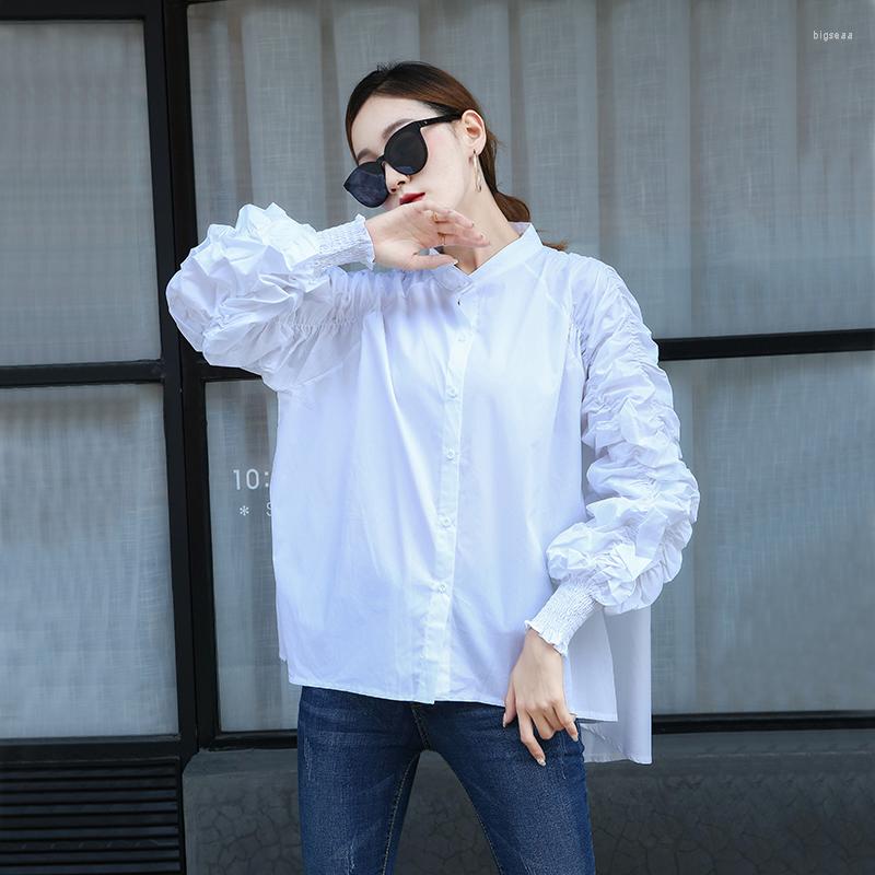 

Women's Blouses Fashion Korean Streetwear Ladies Casual Autumn Tops Womens Loose Long Sleeve Solid Color Shirts Oversized Gothic Clothin, White