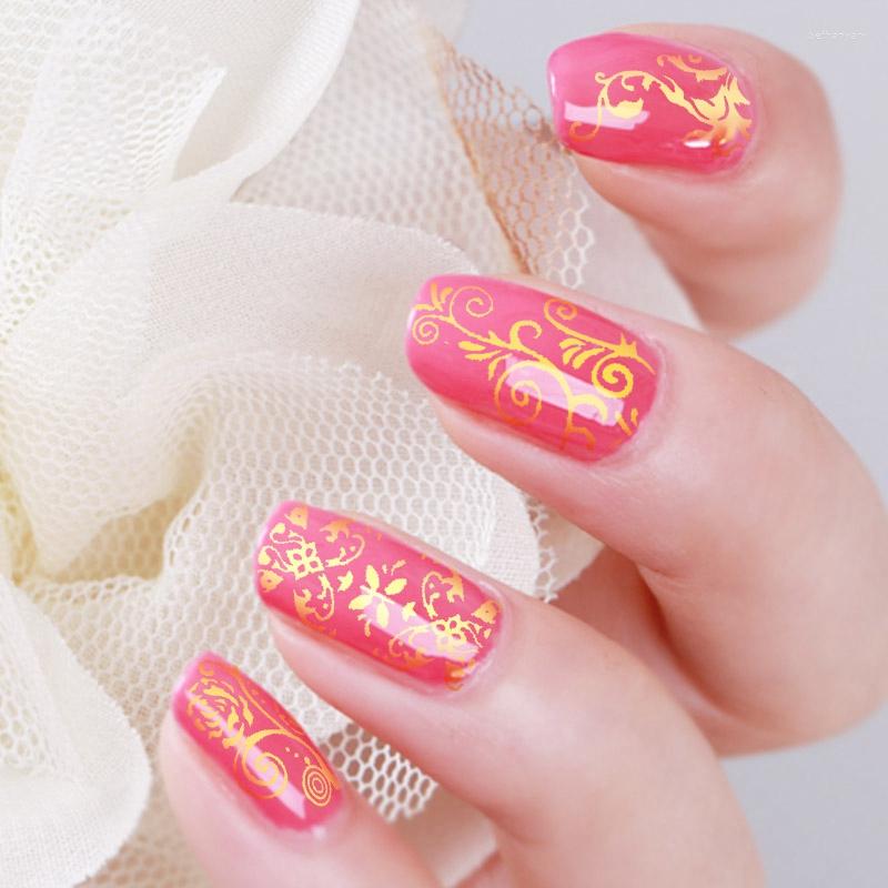 

Nail Stickers 1Sheet Art Stamping Decals 108 Pcs Mixed Floral Nails 3D Flower Adhesive Manicure DIY Paper Decor, Red