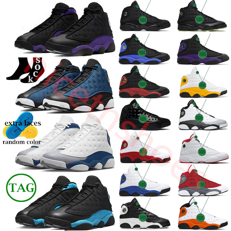 

13s Mens Basketball Shoes Playoff Black University Blue Black Flint Red Navy JUMPMAN 13 Black Cat Hyper Royal Sports Trainers Sneakers, Color#2