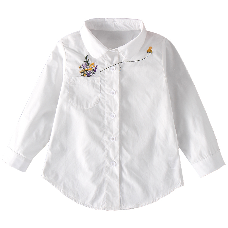

Kids Shirts Arrival Girls White Blouse Fall Cute Long Sleeves Children Cartoon Shirts Girl Blouses Cat Teenager School Clothes Kids Tops 230317, A004